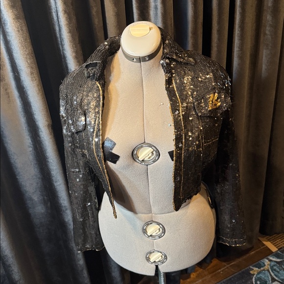 Black Sequin Embellished Jacket with Red MIAMI Patch - Picture 3 of 3